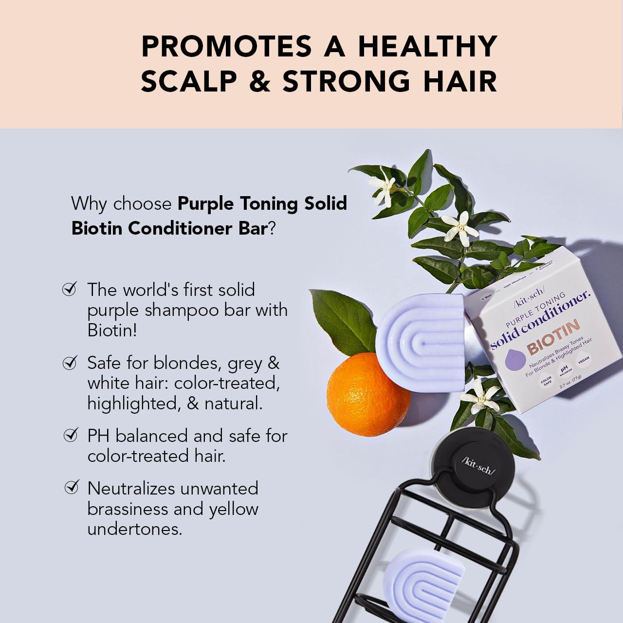 imageKitsch Toning Purple Conditioner For Blondes ampamp Color Treated Hair  Conditioner Bar For Women ampamp Men  With Biotin for Strengthening ampamp Neutralizing Brassy Tones  Vegan Silicone ampamp Sulfate Free  27oz