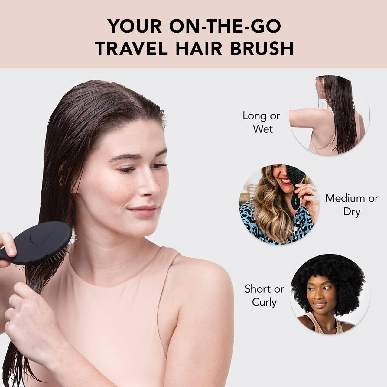 imageKitsch Wide Tooth Detangler Comb  Curved Handle for Curly Wet ampamp Thick Hair Black Shower Comb for WomenMini Travel Brush