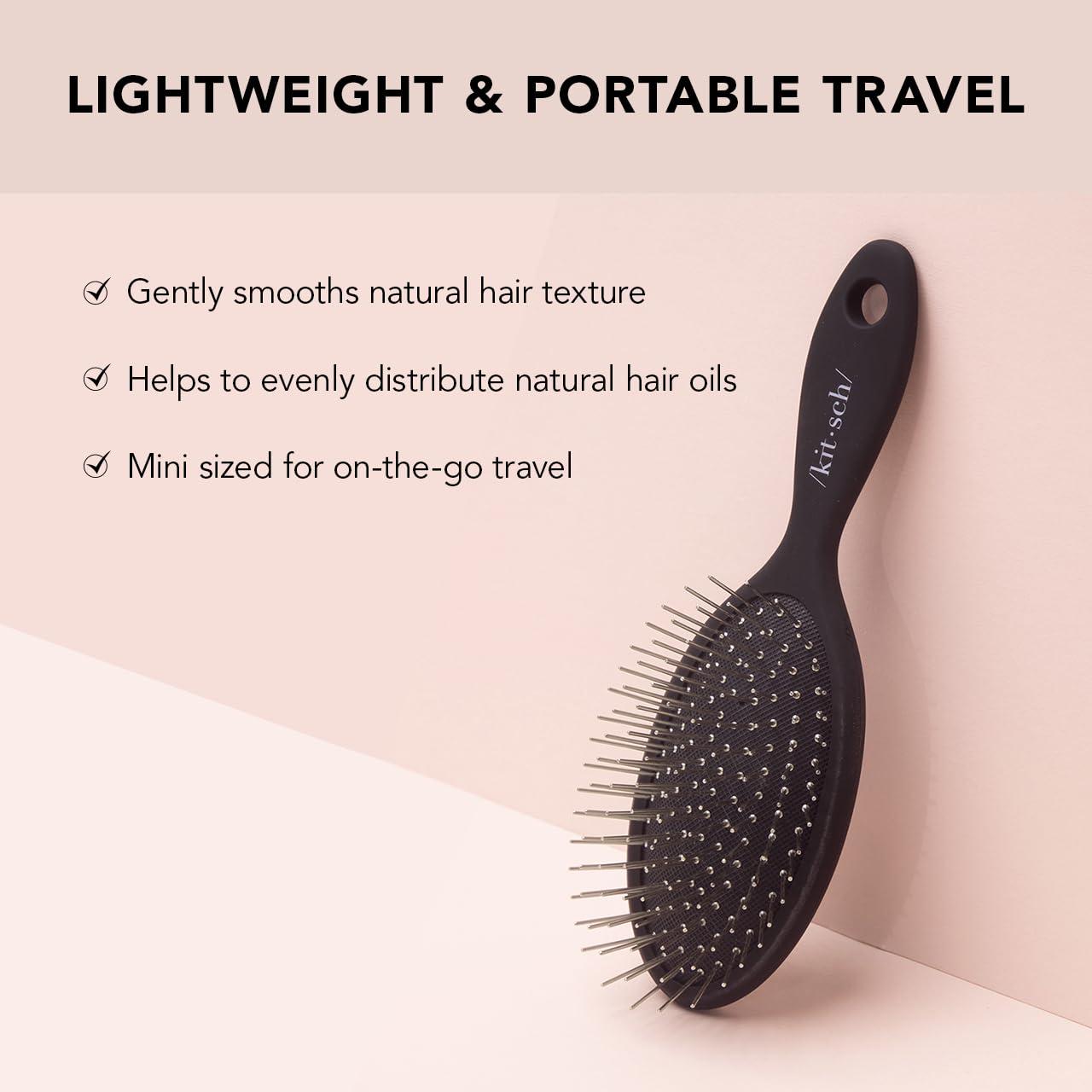 imageKitsch Wide Tooth Detangler Comb  Curved Handle for Curly Wet ampamp Thick Hair Black Shower Comb for WomenMini Travel Brush