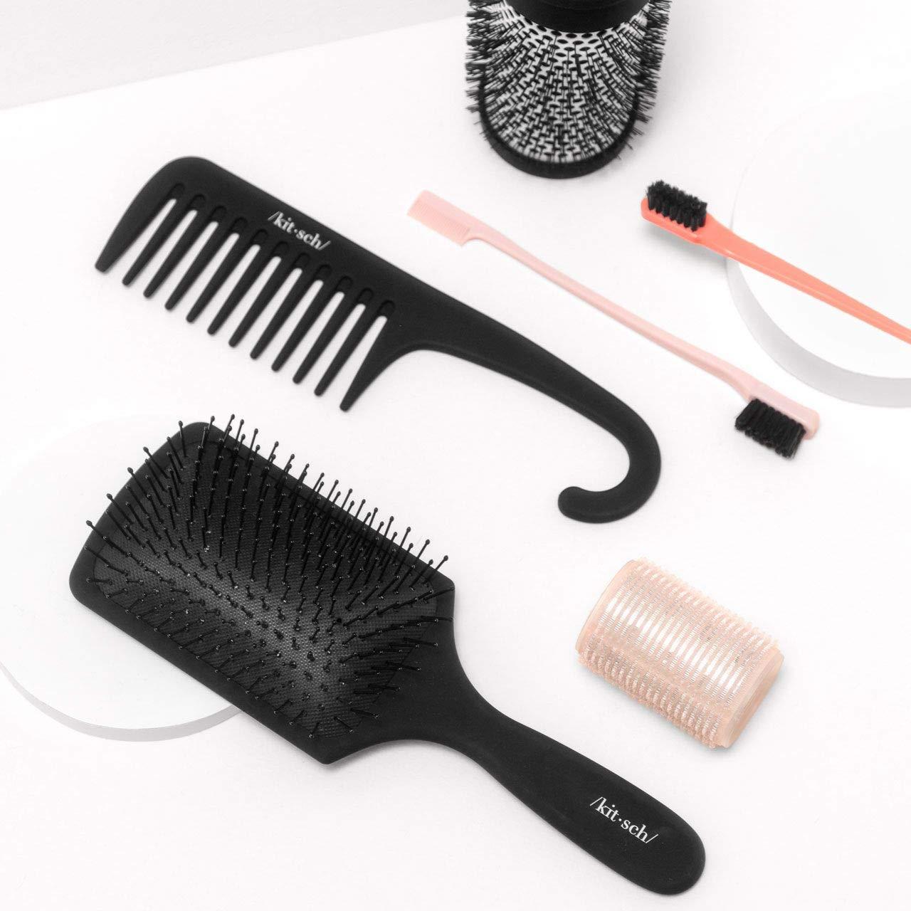 imageKitsch Wide Tooth Detangler Comb  Curved Handle for Curly Wet ampamp Thick Hair Black Shower Comb for WomenWide Tooth Comb
