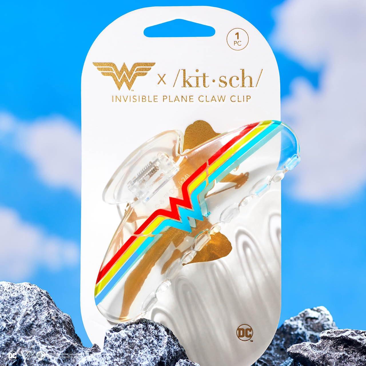 imageKitsch Wonder Woman Clear Acrylic Large Claw Clip Cute Hair Clips for Women Hair Claw Clips for Thick Hair Large Hair Clips for Thin Hair Big Hair Clips for Girls Clear Hair Clips for StylingWonder Woman Clear