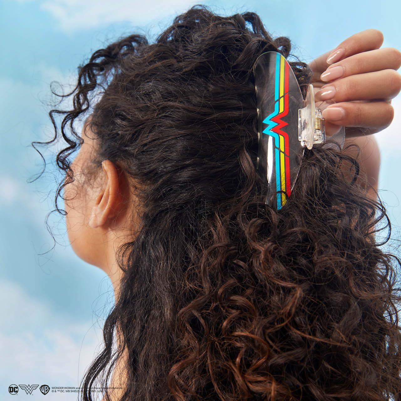 imageKitsch Wonder Woman Clear Acrylic Large Claw Clip Cute Hair Clips for Women Hair Claw Clips for Thick Hair Large Hair Clips for Thin Hair Big Hair Clips for Girls Clear Hair Clips for StylingWonder Woman Clear