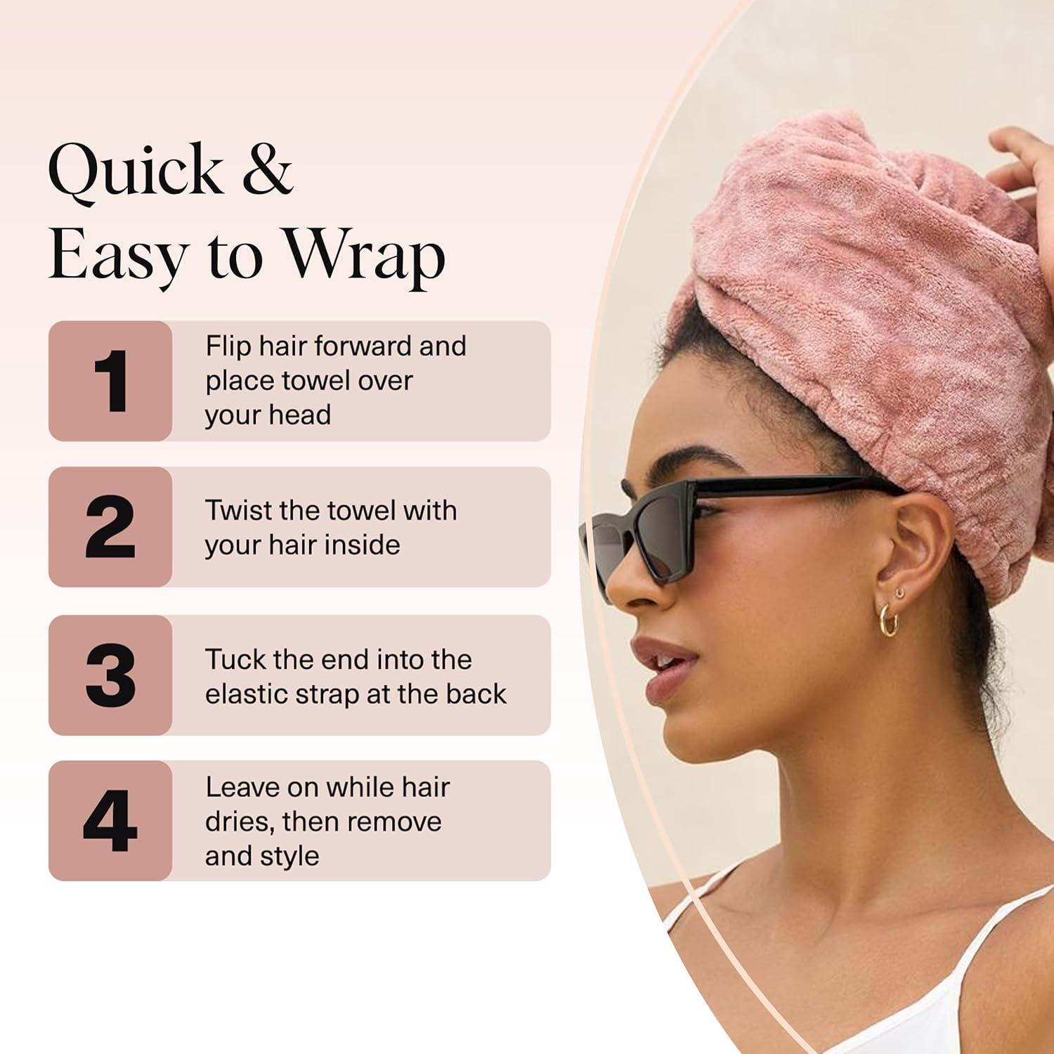 imageKitsch XL Microfiber Hair Towel Wrap for Women  Ultra Absorbent Microfiber Towel for Wet Curly Long or Short Hair  Quick Dry AntiFrizz Hair Wrap  Cherry Print 40x24 inchesTerracotta