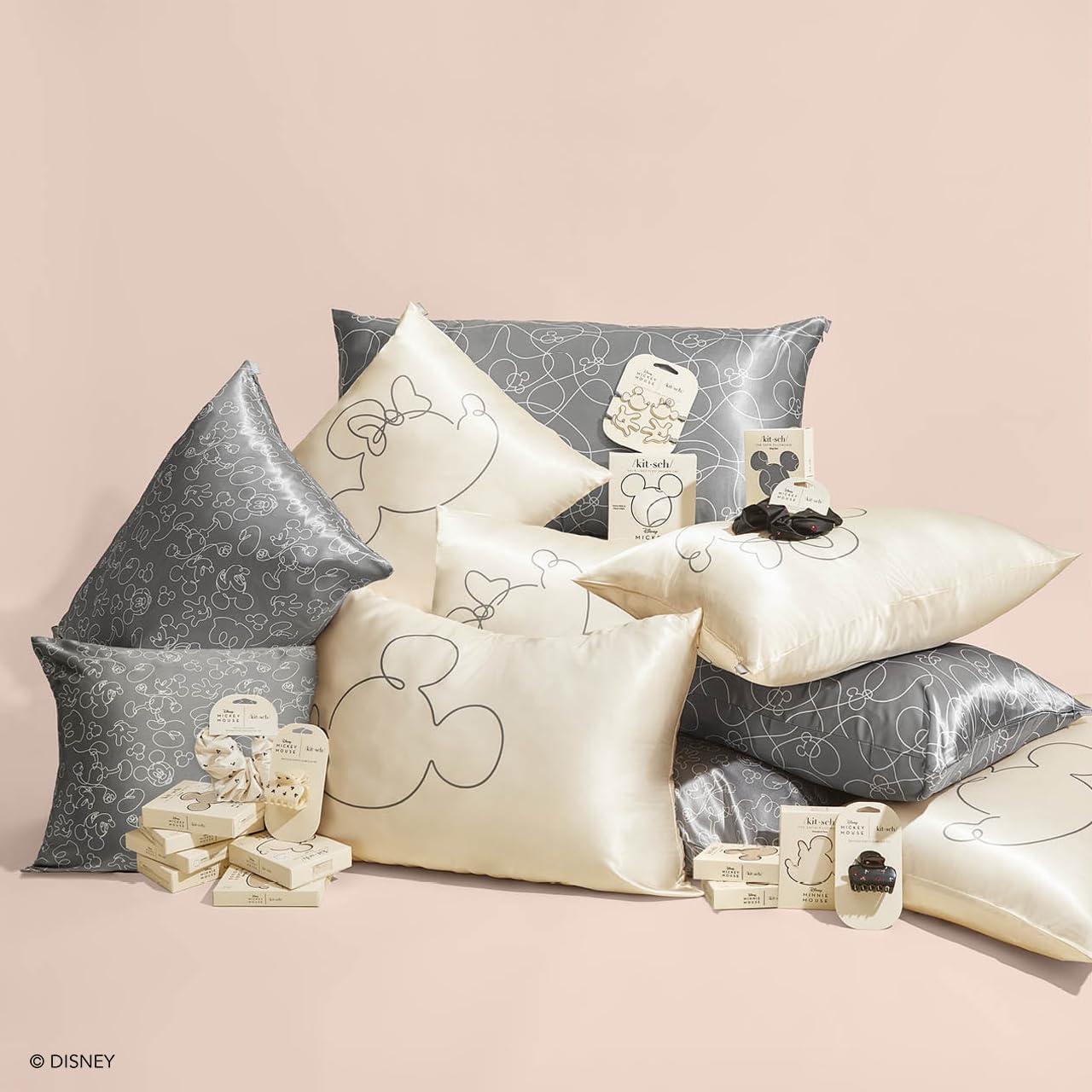 imageKitsch ampamp Disney Mickey Mouse Satin Pillowcase with Zipper Softer Than Silk Cooling Pillow Case for Hair ampamp Skin WrinkleFree Machine Washable King Size 19x36