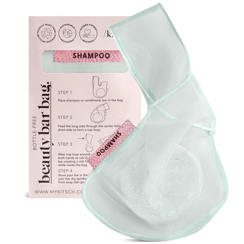 imageKitsch Bar Soap Saver Bag  Patented Mesh Bag Soap Holder for Shampoo and Conditioner Bars  Extends Use ampamp Prevents Soggy Mess  Recycled Mesh Beauty Pouch EcoFriendly  BlackMint