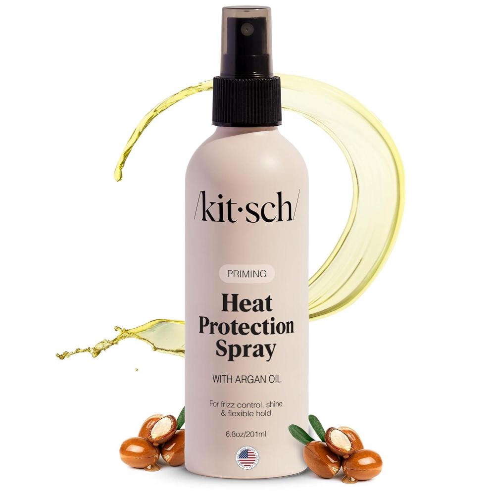 imageKitsch Heat Protection Spray for Hair  Heat Protectant for Hair with Argan Oil  Styling Hair Spray for Frizz Control Shine ampamp Damage Protection  Protects Strands Up to 450F  68oz