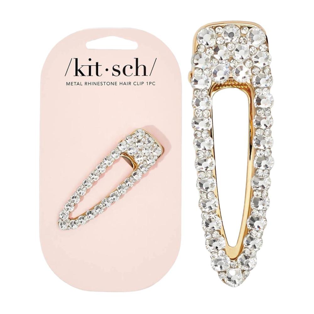 imageKitsch Large Rhinestone Hair Clips for Women Elegant Gold Hair Clip Easy to Open Alligator Hair Clips Pretty Metal Hair Clips for Styling Short Hair 1pc Gold