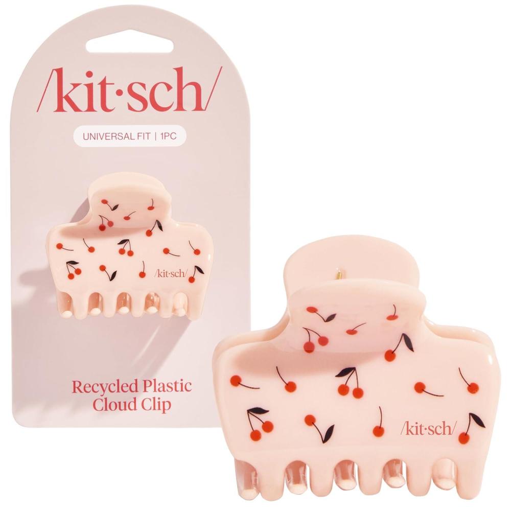 imageKitsch Medium Hair Clips for Women  Strong Hold Claw Clips for Thick or Thin Hair  Recycled Plastic NonSlip Durable  Cherry Print  Ideal Gifts for Women  1pcCherry Print