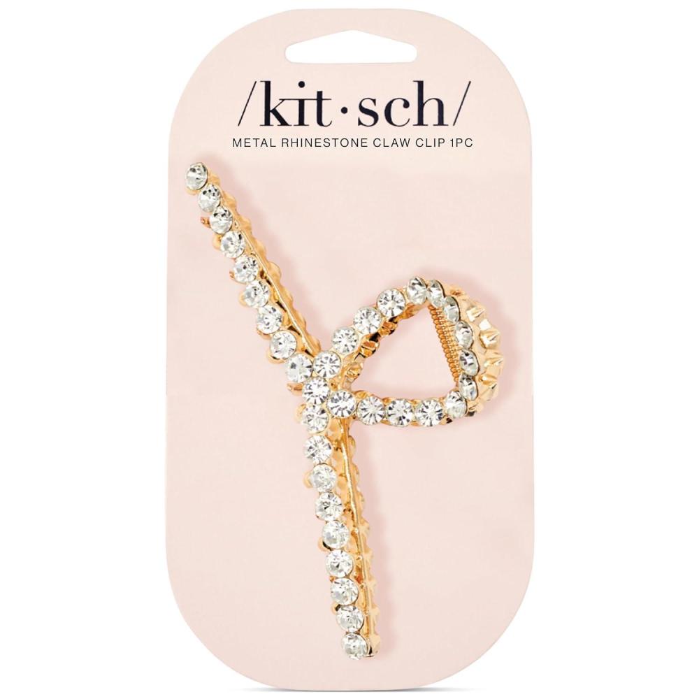 imageKitsch Metal Hair Clips for Women  Durable ampamp Elegant Rope Design Metal Claw Clips Perfect for Everyday Use ampamp Special Occasions  Gold  Ideal Gifts for Women 1 PcGold Rhinestone