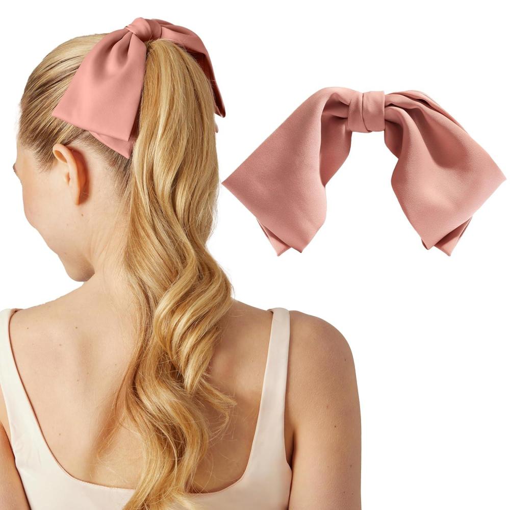 imageKitsch Oversized Hair Bows for Women  Recycled Polyester Material  Stylish and Elegant  Cute Hair Bow Clips  Black 1pcRosewood