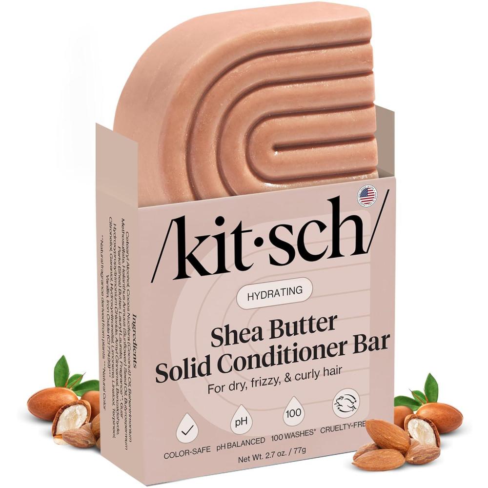imageKitsch Shea Butter Conditioner Bar  Shea Moisture Conditioner for Soft Hydrated Hair  Solid Hair Conditioner for Hair Care  Paraben Sulfate ampamp SiliconeFree Vegan Made in USA  27 oz