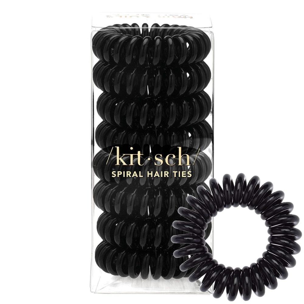 imageKitsch Spiral Hair Ties for Women  Creaseless and Dentfree Black Hair Ties No Damage Phone Cord Coils  Made of Flexible and Durable Plastic  Ideal for Daily Use  8pcsBlack