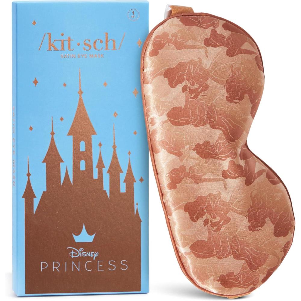 imageKitsch ampamp Disney Satin Sleep Mask  Eye Mask for Sleep Softer Than Silk Satin Sleeping Mask Blindfold and Sleep Masks for Women and Men Eye Care Travel Essentials  Princess PartyDisney Princess