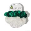 imageElf x Kitsch Scrunchies  No Crease Hair Ties for Girls Scrunchies for Women  2pcs Green Velvet ampamp White Faux Fur