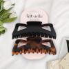 imageKitsch 5 Inch Large Claw Clips for Thick and Long Hair  Strong Grip Jumbo Claw Clip for AllDay Hold  2pcs Matte Oversized Hair Accessories  Ideal Gifts for Women  Black ampamp Tortoise DesignTortoise and Black 2 Pieces  Jumbo