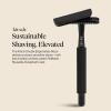 imageKitsch Double Edge Safety Razors for Women and Men with 5 Blade Refills Extra Long Handle ampamp Silicone Cap Reusable Single Blade Razor for Shaving and Travel Essentials  BlackBlack Double Edge Safety Razor