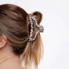 imageKitsch FabricWrapped Claw Clip Medium Open Shape Hair Clips for Women Medium Hair Claw Clips ampamp Jaw Clips Claw Clips for Thick Hair Claw Hair Clips for Girls 1pc Leopard