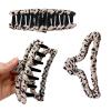 imageKitsch FabricWrapped Claw Clip Medium Open Shape Hair Clips for Women Medium Hair Claw Clips ampamp Jaw Clips Claw Clips for Thick Hair Claw Hair Clips for Girls 1pc Leopard