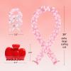 imageKitsch Holiday Hair Hero XL Satin Heatless Styling ampamp Flat Lay Claw  Heatless Curls ampamp Waves Extra Large Curling Rods Satin Scrunchies ampamp Claw Clip for Hair Protection Gifts for Women 4pc set AuraPink Kitty Faces