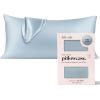 imageKitsch Holiday Satin Pillowcase with Zipper for Hair and Skin Softer Than Silk Pillow Cases 2 Pack Cooling Pillow Covers Machine Washable WrinkleFree Satin Queen Size Set of 2 19quotx26quot BlushHaze Blue