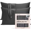 imageKitsch Holiday Satin Pillowcase with Zipper for Hair and Skin Softer Than Silk Pillow Cases 2 Pack Cooling Pillow Covers Machine Washable WrinkleFree Satin Queen Size Set of 2 19quotx26quot BlushCharcoal