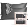 imageKitsch Holiday Satin Pillowcase with Zipper for Hair and Skin Softer Than Silk Pillow Cases 2 Pack Cooling Pillow Covers Machine Washable WrinkleFree Satin Queen Size Set of 2 19quotx26quot BlushCharcoal
