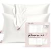 imageKitsch Holiday Satin Pillowcase with Zipper for Hair and Skin Softer Than Silk Pillow Cases 2 Pack Cooling Pillow Covers Machine Washable WrinkleFree Satin Queen Size Set of 2 19quotx26quot BlushIvory