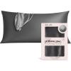 imageKitsch Holiday Satin Pillowcase with Zipper for Hair and Skin Softer Than Silk Pillow Cases 2 Pack Cooling Pillow Covers Machine Washable WrinkleFree Satin Queen Size Set of 2 19quotx26quot BlushCharcoal
