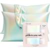 imageKitsch Holiday Satin Pillowcase with Zipper for Hair and Skin Softer Than Silk Pillow Cases 2 Pack Cooling Pillow Covers Machine Washable WrinkleFree Satin Queen Size Set of 2 19quotx26quot BlushAura