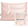 imageKitsch Holiday Satin Pillowcase with Zipper for Hair and Skin Softer Than Silk Pillow Cases 2 Pack Cooling Pillow Covers Machine Washable WrinkleFree Satin Queen Size Set of 2 19quotx26quot BlushBlush