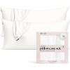 imageKitsch Holiday Satin Pillowcase with Zipper for Hair and Skin Softer Than Silk Pillow Cases 2 Pack Cooling Pillow Covers Machine Washable WrinkleFree Satin Queen Size Set of 2 19quotx26quot BlushIvory