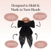 imageKitsch Oversized Hair Bows for Women  Recycled Polyester Material  Stylish and Elegant  Cute Hair Bow Clips  Black 1pcSpiderweb