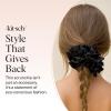 imageKitsch Recycled Satin Ruffle Scrunchie  Gentle Hair Scrunchie for Women EcoFriendly Hair Tie No Damage Soft Satin Scrunchie ampamp Hair Accessories  Stylish Ponytail Holder  Black