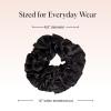 imageKitsch Recycled Satin Ruffle Scrunchie  Gentle Hair Scrunchie for Women EcoFriendly Hair Tie No Damage Soft Satin Scrunchie ampamp Hair Accessories  Stylish Ponytail Holder  Black
