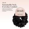 imageKitsch Recycled Satin Ruffle Scrunchie  Gentle Hair Scrunchie for Women EcoFriendly Hair Tie No Damage Soft Satin Scrunchie ampamp Hair Accessories  Stylish Ponytail Holder  Black