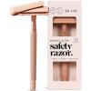 imageKitsch Double Edge Safety Razors for Women and Men Long Metal Handle and Stainless Steel Single Blade Razor with 5 Double Edge Refills for Shaving and Travel Essentials  Terracotta
