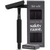 imageKitsch Double Edge Safety Razors for Women and Men with 5 Blade Refills Extra Long Handle ampamp Silicone Cap Reusable Single Blade Razor for Shaving and Travel Essentials  BlackBlack Double Edge Safety Razor