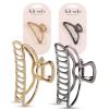 imageKitsch Metal Hair Clips for Women  Durable ampamp Elegant Metal Claw Clips Perfect for Everyday Use ampamp Special Occasions  Ideal Gifts for Women  Gold 1 PcGold  Hematite 2 Pieces