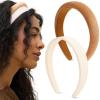 imageKitsch Recycled Fabric Satin ampamp Velvet Headbands for Women Non Slip  Soft Stretchy and Lightweight  Plush Velvet ampamp Smooth Satin Headbands for Girls  Black ampamp Chocolate 2pc SetCream  Camel