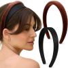 imageKitsch Recycled Fabric Satin ampamp Velvet Headbands for Women Non Slip  Soft Stretchy and Lightweight  Plush Velvet ampamp Smooth Satin Headbands for Girls  Black ampamp Chocolate 2pc SetBlack  Chocolate