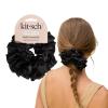 imageKitsch Recycled Satin Ruffle Scrunchie  Gentle Hair Scrunchie for Women EcoFriendly Hair Tie No Damage Soft Satin Scrunchie ampamp Hair Accessories  Stylish Ponytail Holder  Black