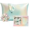 imageKitsch Satin Pillowcase with Zipper for Hair ampamp Skin  Softer Than Silk Machine Washable WrinkleFree  QueenStandard 19x26 with Satin Scrunchie NoDamage Silk Hair Tie  AuraHoliday Aura
