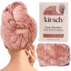 imageKitsch XL Microfiber Hair Towel Wrap for Women  Ultra Absorbent Microfiber Towel for Wet Curly Long or Short Hair  Quick Dry AntiFrizz Hair Wrap  Cherry Print 40x24 inchesTerracotta
