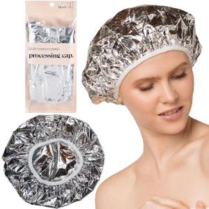 imageKitsch Aluminum Foil Heat Cap for Deep Conditioning  Reusable Hair Streamer For Coloring Perm ampamp Treatment Heat Cap with Elastic Band Processing Caps for Hair Shower Caps for Sauna Shower ampamp Spa
