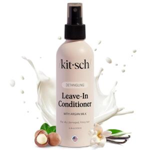 imageKitsch Argan Milk Leave In Conditioner for Curly Hair Detangler Spray for Wavy Fine Dry ampamp Damaged Hair SulfateFree Frizz Control for Women Men ampamp Kids Lightweight Moisturizer  68oz