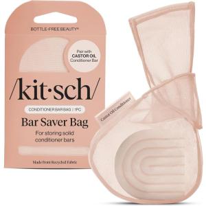 imageKitsch Bar Soap Saver Bag  Patented Mesh Bag Soap Holder for Castor Oil Shampoo Bar with Tag Identifier  Extends Use ampamp Prevents Soggy Mess  Recycled Mesh Beauty Pouch EcoFriendlyCastor Oil Conditioner Bar Bag