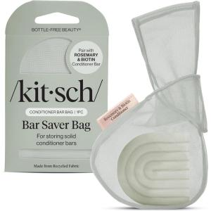 imageKitsch Bar Soap Saver Bag  Patented Mesh Bag Soap Holder for Castor Oil Shampoo Bar with Tag Identifier  Extends Use ampamp Prevents Soggy Mess  Recycled Mesh Beauty Pouch EcoFriendlyRosemary  Biotin Conditioner Bar Bag