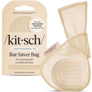 imageKitsch Bar Soap Saver Bag  Patented Mesh Bag Soap Holder for Castor Oil Shampoo Bar with Tag Identifier  Extends Use ampamp Prevents Soggy Mess  Recycled Mesh Beauty Pouch EcoFriendlyRice Water Protein Conditioner Bar Bag
