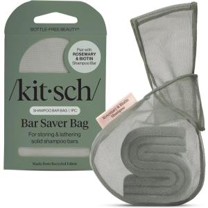 imageKitsch Bar Soap Saver Bag  Patented Mesh Bag Soap Holder for Castor Oil Shampoo Bar with Tag Identifier  Extends Use ampamp Prevents Soggy Mess  Recycled Mesh Beauty Pouch EcoFriendlyRosemary  Biotin Shampoo Bar Bag