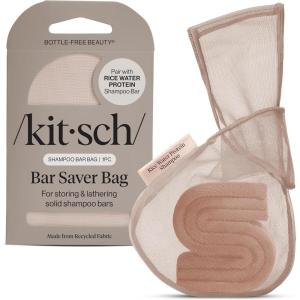 imageKitsch Bar Soap Saver Bag  Patented Mesh Bag Soap Holder for Castor Oil Shampoo Bar with Tag Identifier  Extends Use ampamp Prevents Soggy Mess  Recycled Mesh Beauty Pouch EcoFriendlyRice Water Protein Shampoo Bar Bag